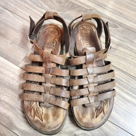 Distressed Leather Gladiator Sandals - Picture 1 of 5